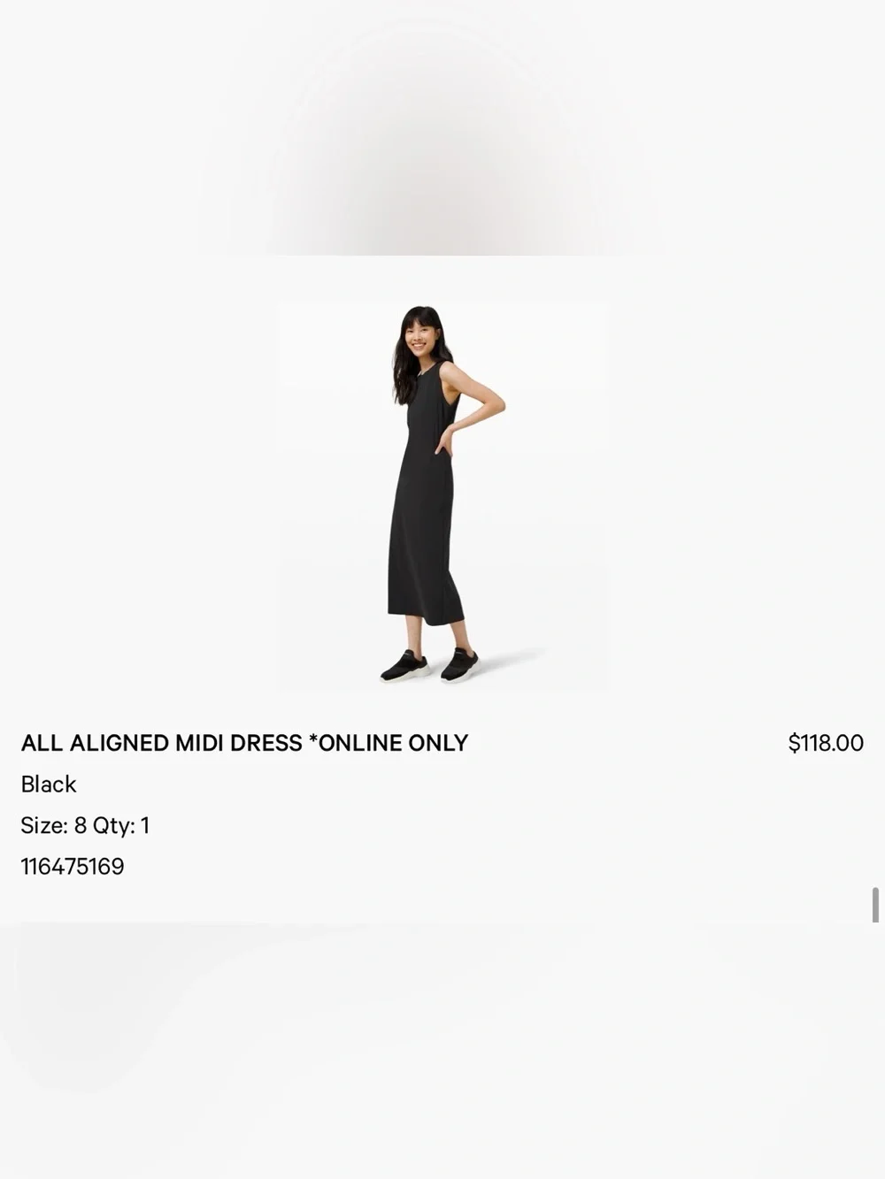 Lululemon All Aligned Midi Dress in black